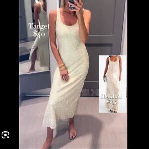 Cream Sequin Midi Dress